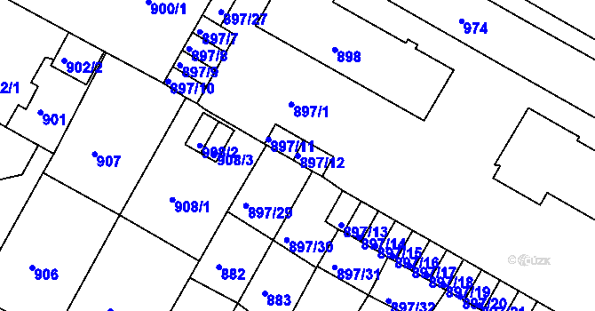 Parcela st. 897/12 v KÚ Litoměřice, Katastrální mapa