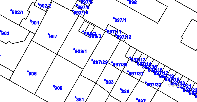 Parcela st. 897/29 v KÚ Litoměřice, Katastrální mapa
