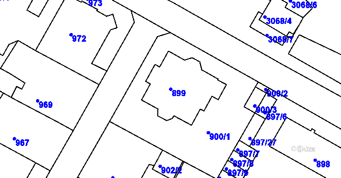 Parcela st. 899 v KÚ Litoměřice, Katastrální mapa