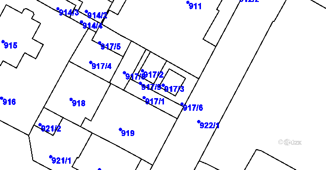 Parcela st. 917/3 v KÚ Litoměřice, Katastrální mapa