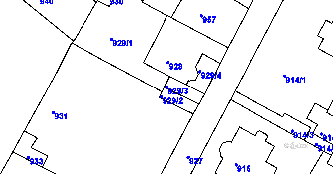 Parcela st. 929/3 v KÚ Litoměřice, Katastrální mapa