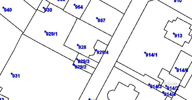 Parcela st. 929/4 v KÚ Litoměřice, Katastrální mapa