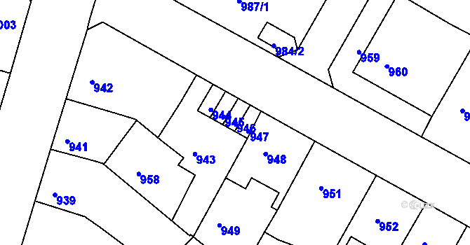 Parcela st. 946 v KÚ Litoměřice, Katastrální mapa