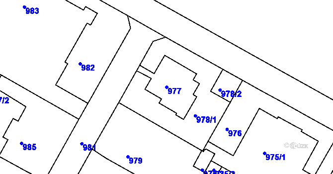 Parcela st. 977 v KÚ Litoměřice, Katastrální mapa