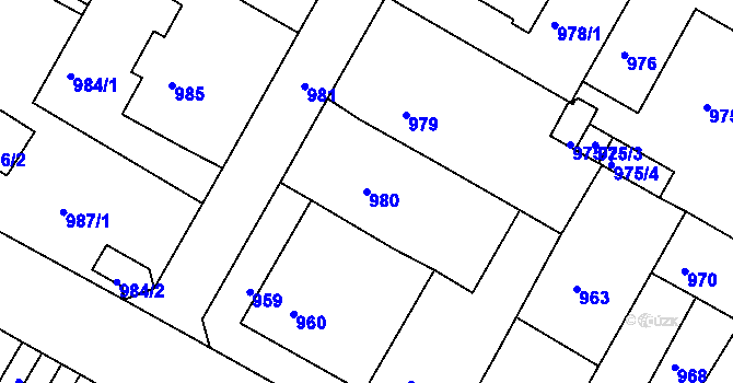 Parcela st. 980 v KÚ Litoměřice, Katastrální mapa