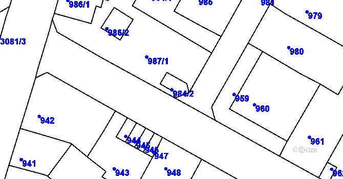 Parcela st. 984/2 v KÚ Litoměřice, Katastrální mapa
