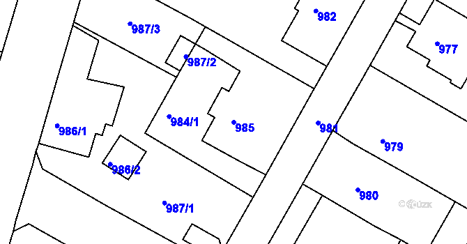 Parcela st. 985 v KÚ Litoměřice, Katastrální mapa