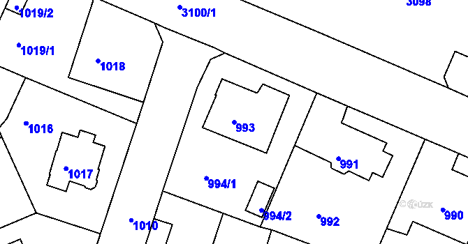 Parcela st. 993 v KÚ Litoměřice, Katastrální mapa