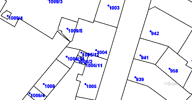 Parcela st. 1004 v KÚ Litoměřice, Katastrální mapa