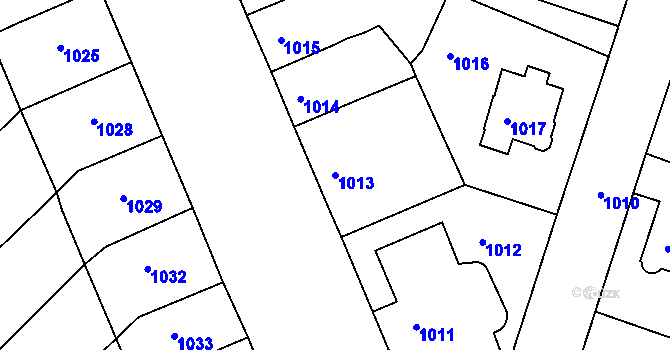 Parcela st. 1013 v KÚ Litoměřice, Katastrální mapa