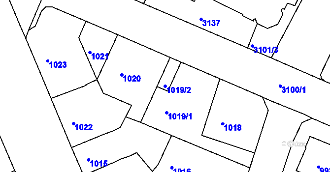 Parcela st. 1019/2 v KÚ Litoměřice, Katastrální mapa