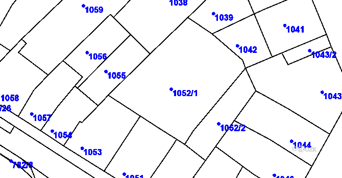 Parcela st. 1052/1 v KÚ Litoměřice, Katastrální mapa