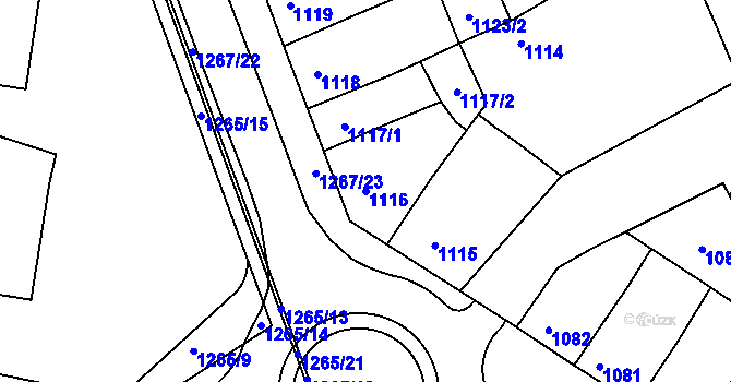 Parcela st. 1116 v KÚ Litoměřice, Katastrální mapa