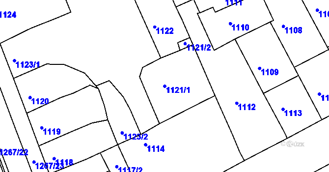 Parcela st. 1121/1 v KÚ Litoměřice, Katastrální mapa