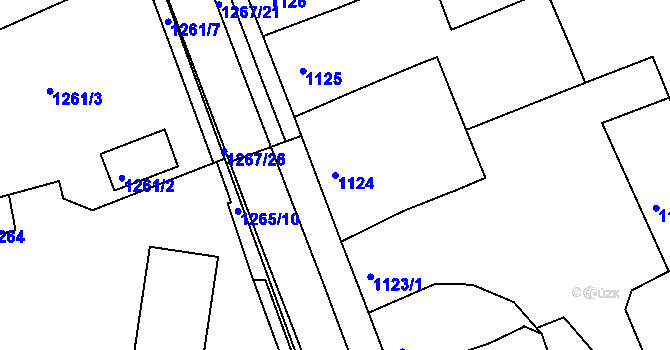 Parcela st. 1124 v KÚ Litoměřice, Katastrální mapa