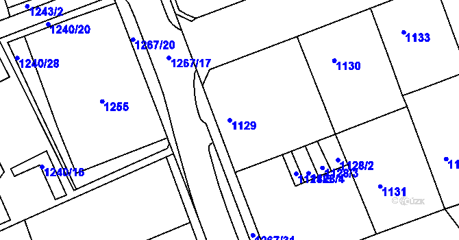Parcela st. 1129 v KÚ Litoměřice, Katastrální mapa