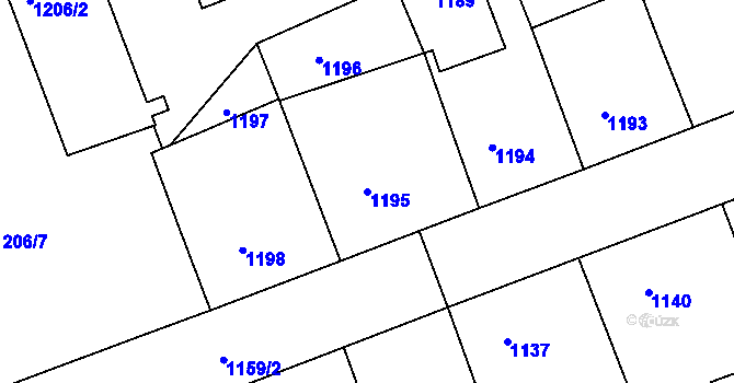 Parcela st. 1195 v KÚ Litoměřice, Katastrální mapa