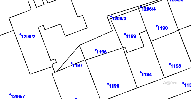 Parcela st. 1196 v KÚ Litoměřice, Katastrální mapa