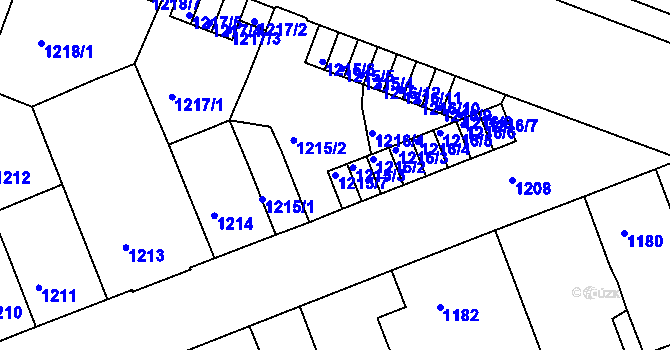 Parcela st. 1215/7 v KÚ Litoměřice, Katastrální mapa