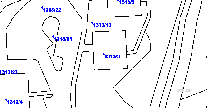 Parcela st. 1313/3 v KÚ Litoměřice, Katastrální mapa