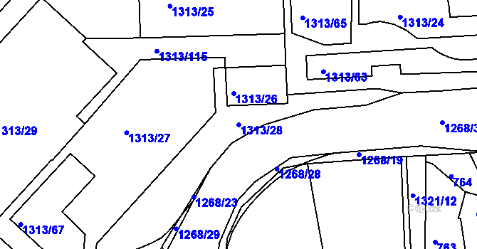 Parcela st. 1313/28 v KÚ Litoměřice, Katastrální mapa