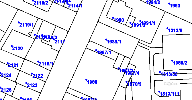 Parcela st. 1987/1 v KÚ Litoměřice, Katastrální mapa