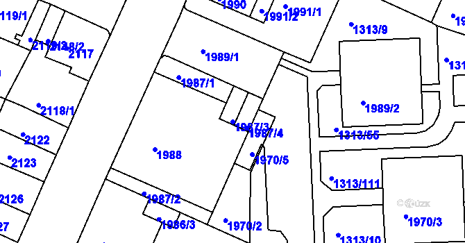Parcela st. 1987/3 v KÚ Litoměřice, Katastrální mapa