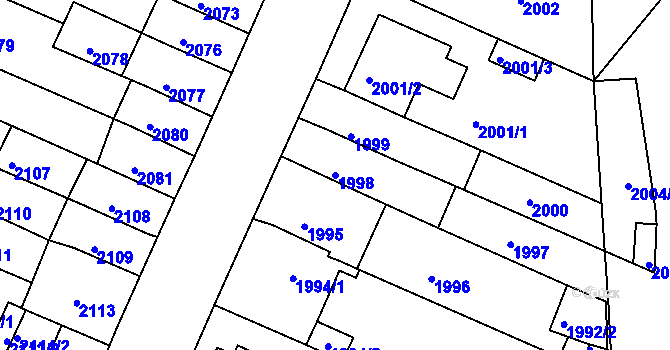 Parcela st. 1998 v KÚ Litoměřice, Katastrální mapa
