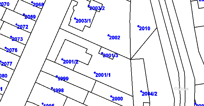 Parcela st. 2001/3 v KÚ Litoměřice, Katastrální mapa