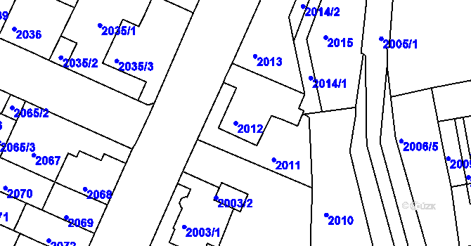 Parcela st. 2012 v KÚ Litoměřice, Katastrální mapa