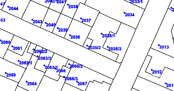 Parcela st. 2035/2 v KÚ Litoměřice, Katastrální mapa
