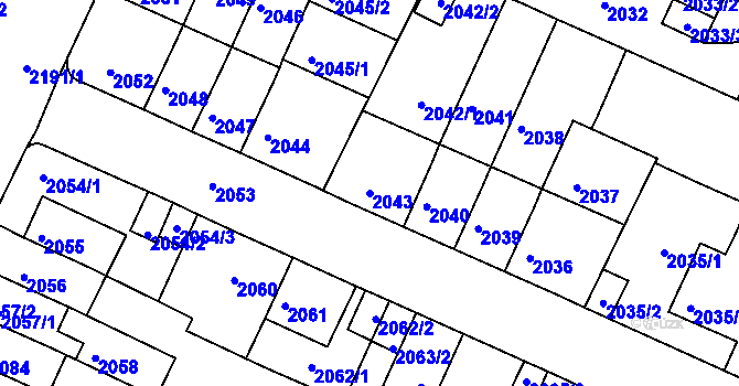 Parcela st. 2043 v KÚ Litoměřice, Katastrální mapa
