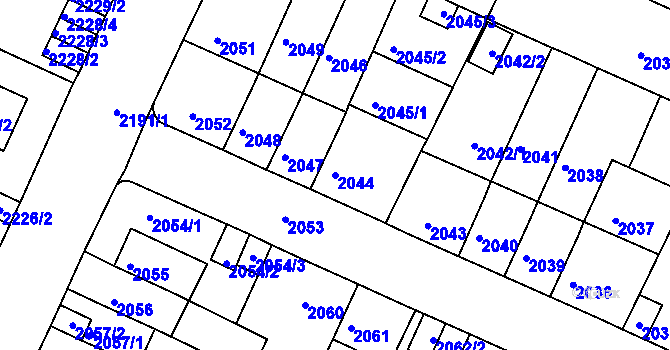 Parcela st. 2044 v KÚ Litoměřice, Katastrální mapa