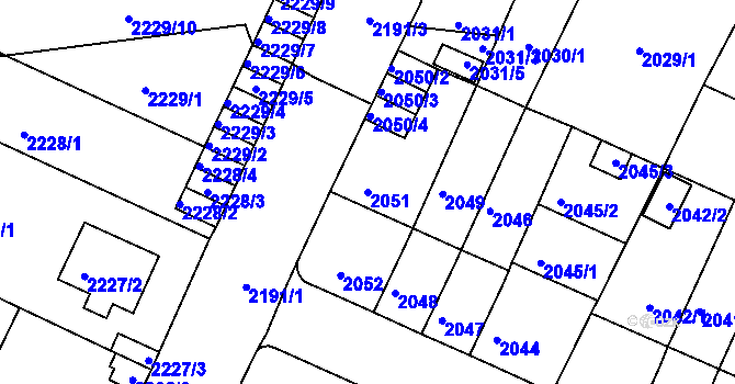 Parcela st. 2051 v KÚ Litoměřice, Katastrální mapa