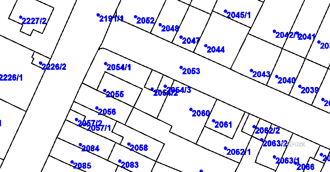 Parcela st. 2054/3 v KÚ Litoměřice, Katastrální mapa