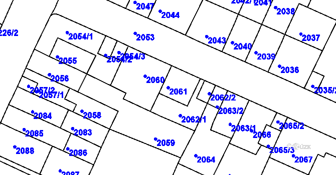 Parcela st. 2061 v KÚ Litoměřice, Katastrální mapa