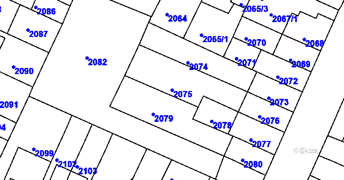 Parcela st. 2075 v KÚ Litoměřice, Katastrální mapa