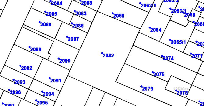 Parcela st. 2082 v KÚ Litoměřice, Katastrální mapa