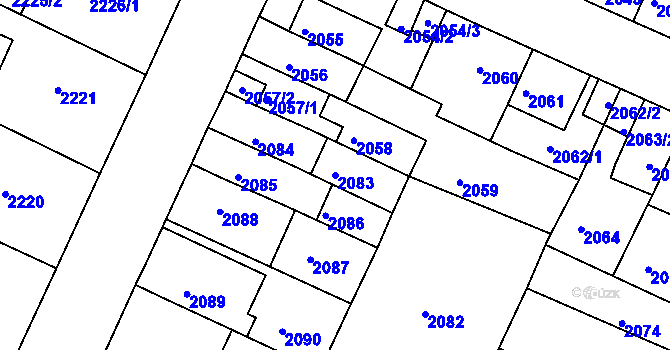 Parcela st. 2083 v KÚ Litoměřice, Katastrální mapa
