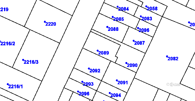 Parcela st. 2089 v KÚ Litoměřice, Katastrální mapa