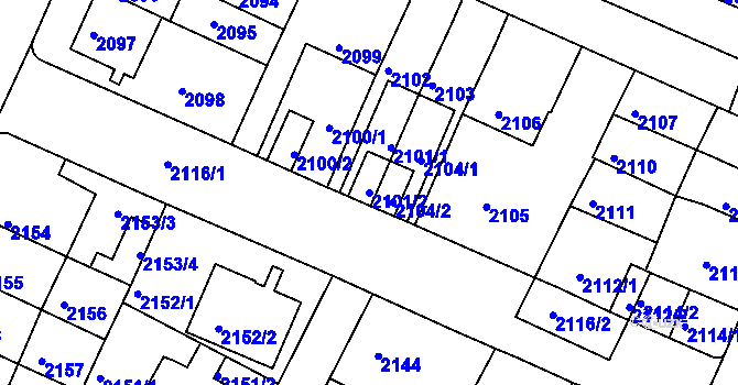Parcela st. 2101/2 v KÚ Litoměřice, Katastrální mapa