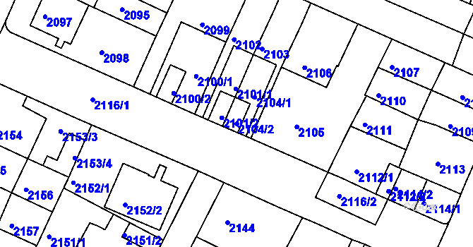 Parcela st. 2104/2 v KÚ Litoměřice, Katastrální mapa