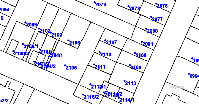 Parcela st. 2110 v KÚ Litoměřice, Katastrální mapa