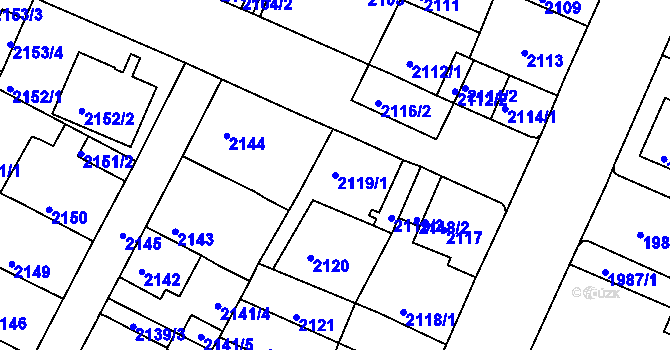 Parcela st. 2119/1 v KÚ Litoměřice, Katastrální mapa