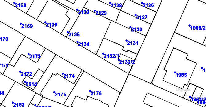 Parcela st. 2132/1 v KÚ Litoměřice, Katastrální mapa