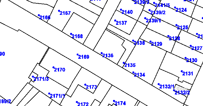 Parcela st. 2136 v KÚ Litoměřice, Katastrální mapa