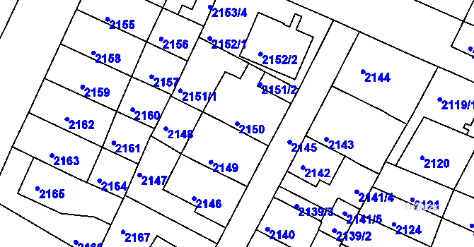 Parcela st. 2150 v KÚ Litoměřice, Katastrální mapa