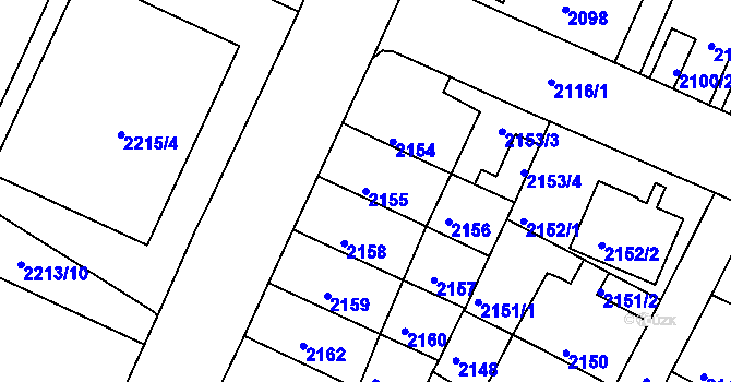 Parcela st. 2155 v KÚ Litoměřice, Katastrální mapa