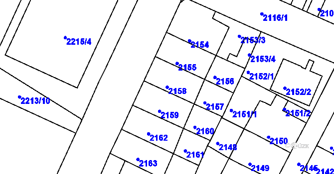 Parcela st. 2158 v KÚ Litoměřice, Katastrální mapa