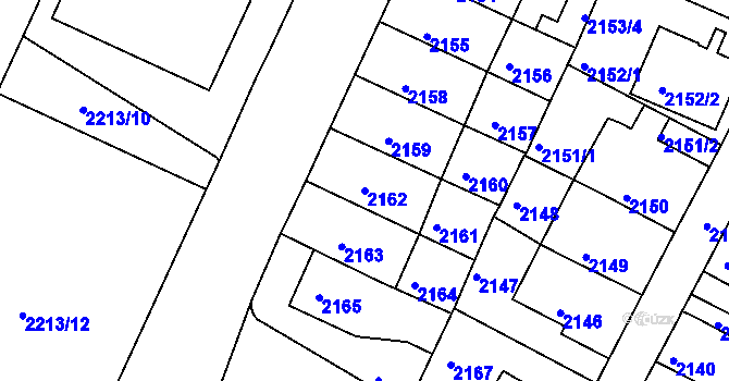 Parcela st. 2162 v KÚ Litoměřice, Katastrální mapa